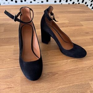 Black Block Heels Ankle Strap Suede - Franco Starto